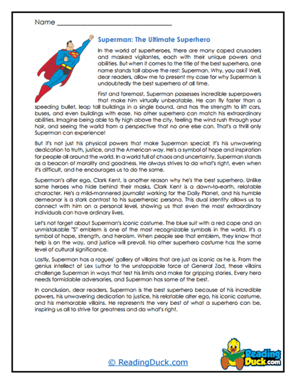 Superman Strength Worksheet