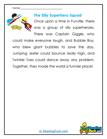 Silly Heroes Worksheet