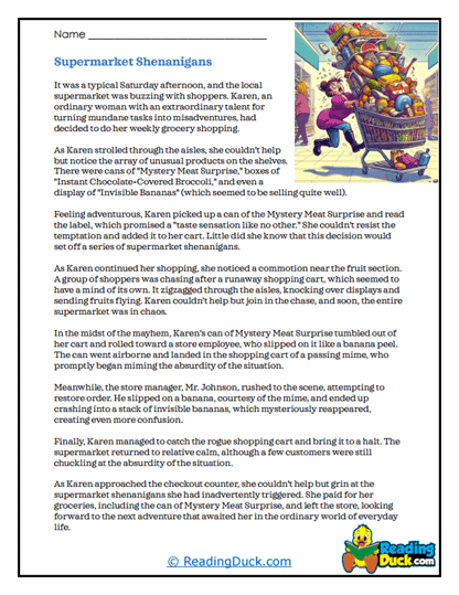 Supermarket Chaos Worksheet