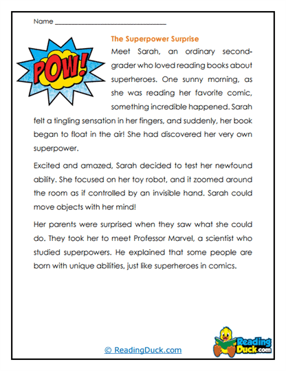 Superpower Surprise Worksheet