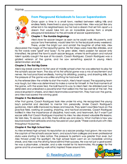 Soccer Superstar Worksheet