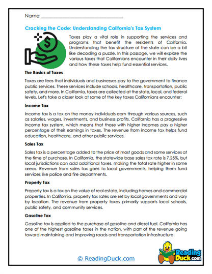 Tax Talk Worksheet