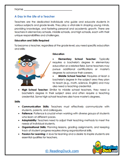 Teacher Tales Worksheet
