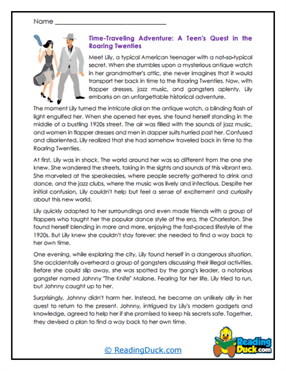 Roaring Twenties Quest Worksheet