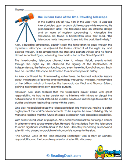 Telescope Through Time Worksheet