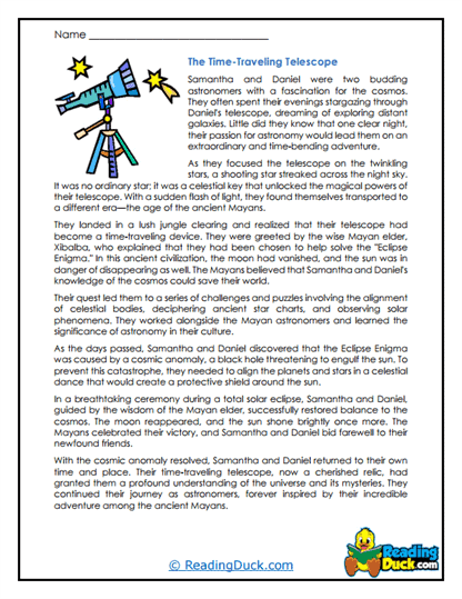 Starlight Telescope Worksheet