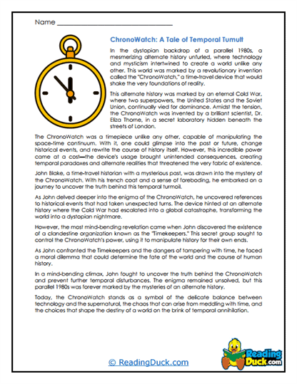 Time Traveler's Watch Worksheet