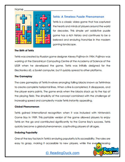 Tetris Triumph Worksheet