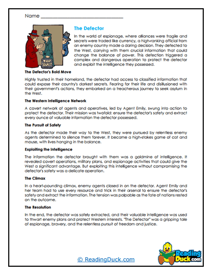 Spy Escape Worksheet