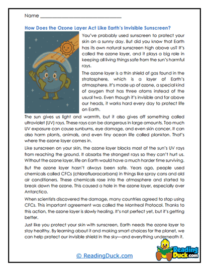 Invisible Sunscreen Worksheet
