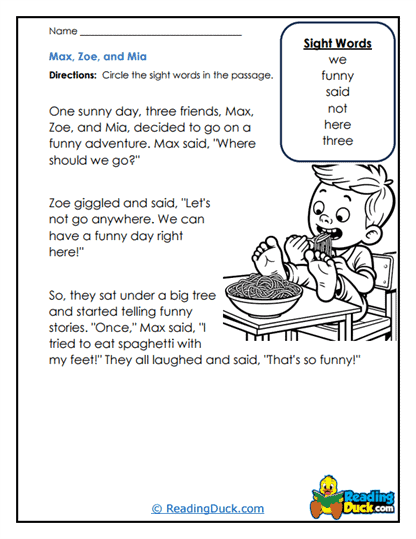 Funny Friends Worksheet