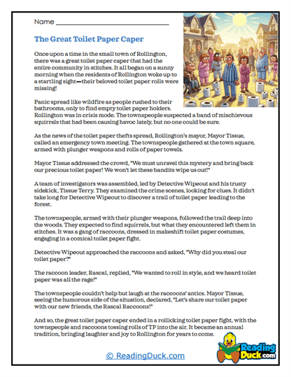 Toilet Paper Heist Worksheet