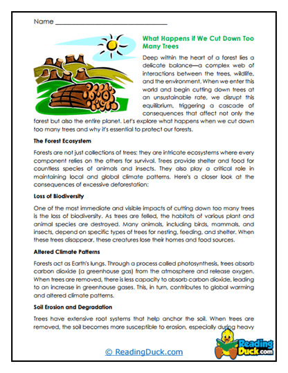 Tree Trouble Worksheet