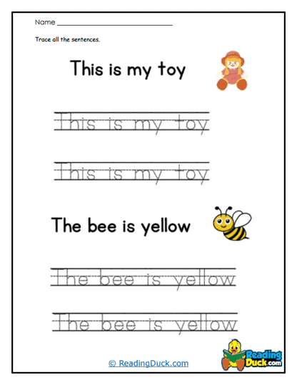 Toy and Bee Worksheet