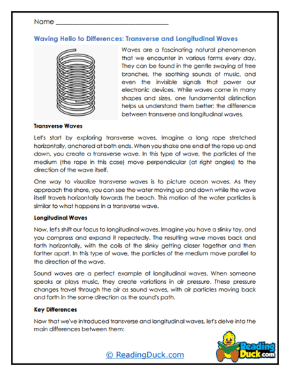 Wave Types Worksheet
