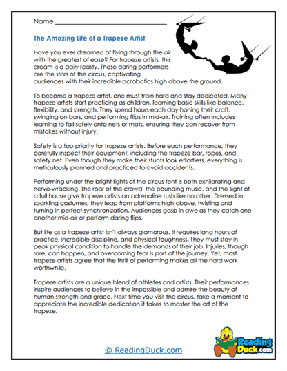 Trapeze Artists Worksheet