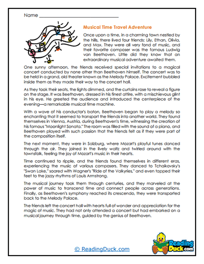 Musical Time Travel Worksheet