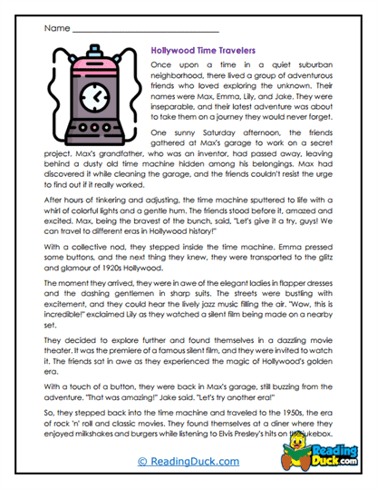 Time Travelers Worksheet