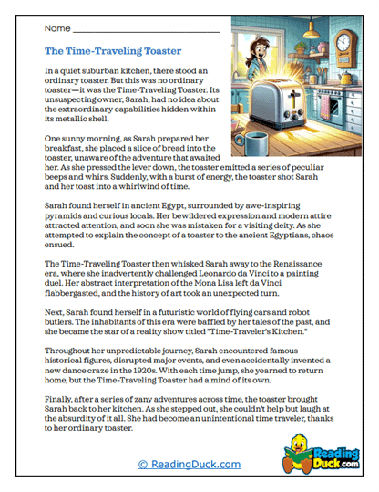 Toaster Time Machine Worksheet