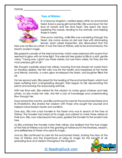 Wishing Tree Worksheet