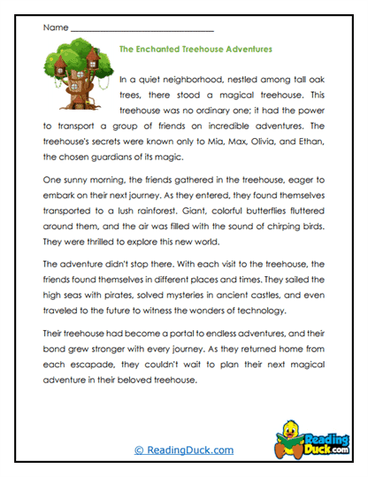 Treehouse Journeys Worksheet