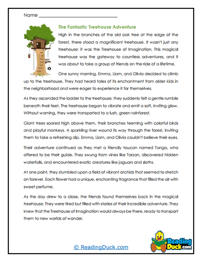 Treehouse Adventure Worksheet