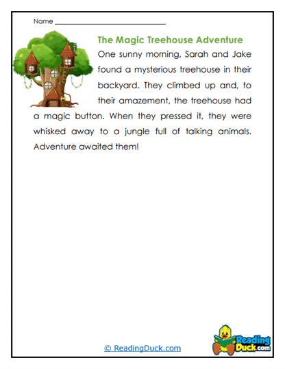 Treehouse Journey Worksheet