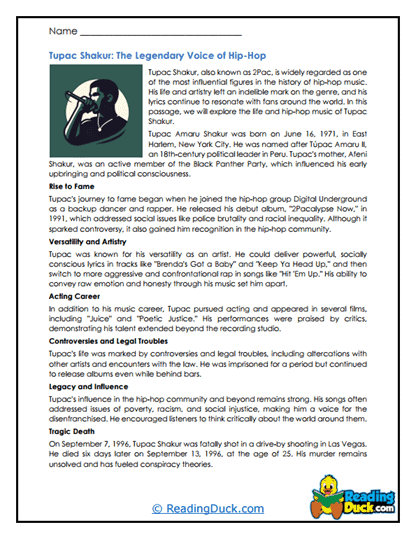 Tupac Truths Worksheet
