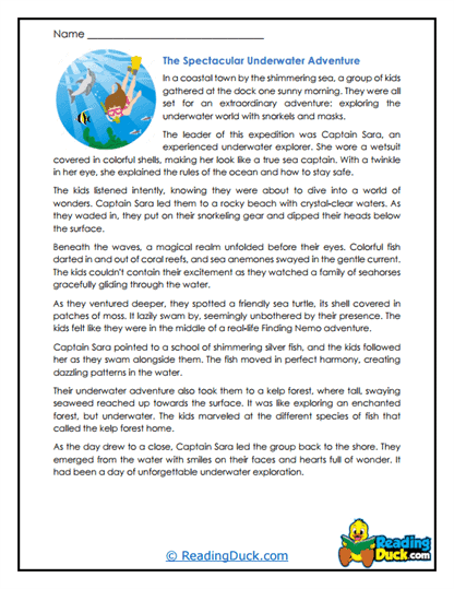 Ocean Adventure Worksheet