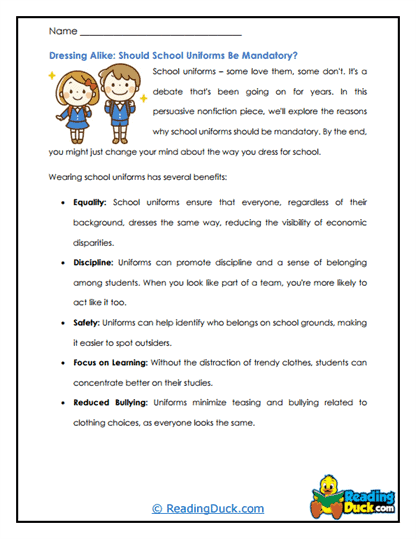 Uniform Unity Worksheet