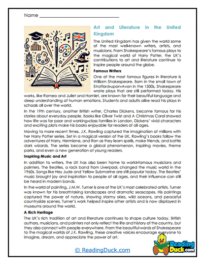 Creative Britain Worksheet