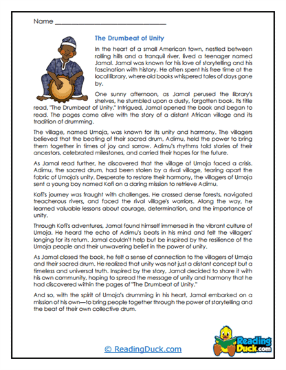 Unity's Drumbeat Worksheet