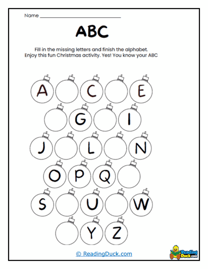 Ornament Alphabet Worksheet