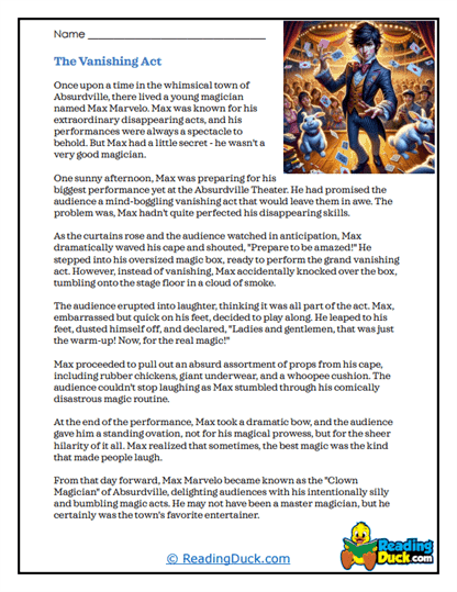 Magic Mishap Worksheet
