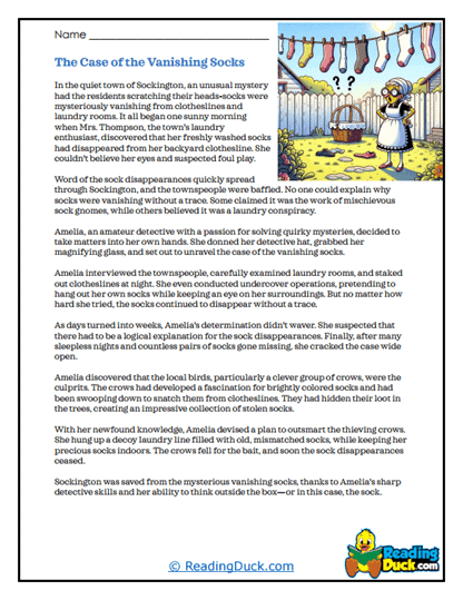 Sock Sleuth Worksheet