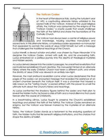 Vatican Mystery Worksheet