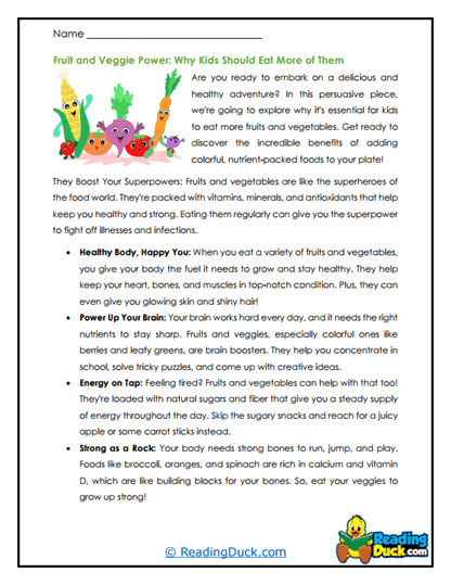 Veggie Boost Worksheet