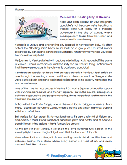 Venetian Voyage Worksheet