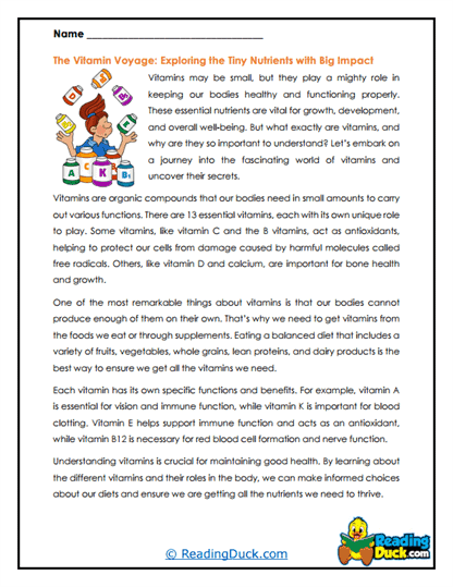 Vitamin Voyage Worksheet