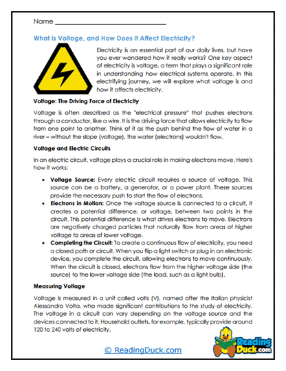 Voltage Power Worksheet