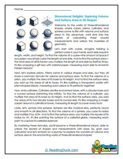 3D Shape Magic Worksheet