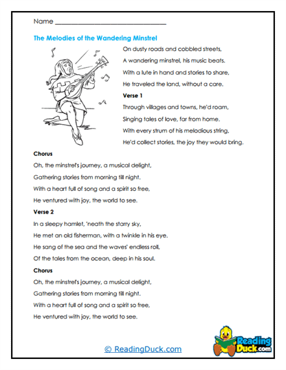 Minstrel's Melody Worksheet