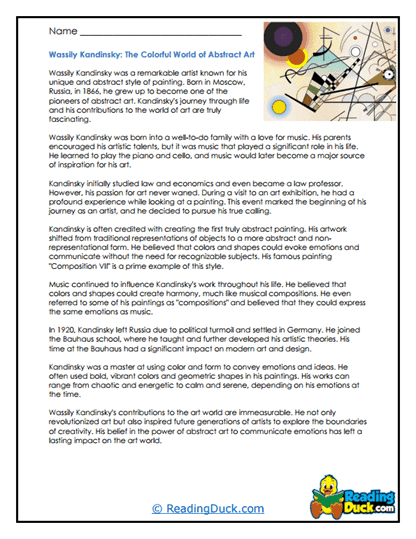 Wassily Kandinsky Worksheet