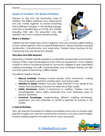 Welding Wonders Worksheet