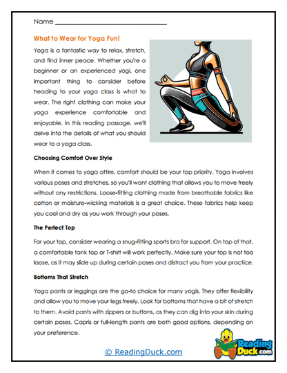 Yoga Wardrobe Worksheet