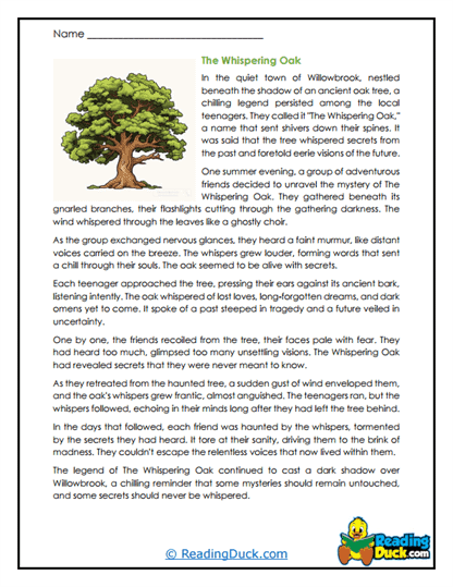 Ominous Oak Worksheet
