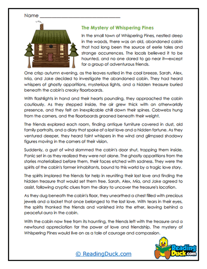Whispering Cabin Worksheet
