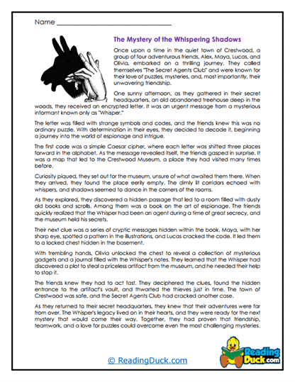 Secret Agents' Puzzle Worksheet