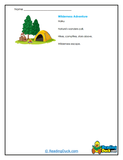 Wilderness Wonders Worksheet