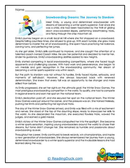 Snowboarding Superstar Worksheet